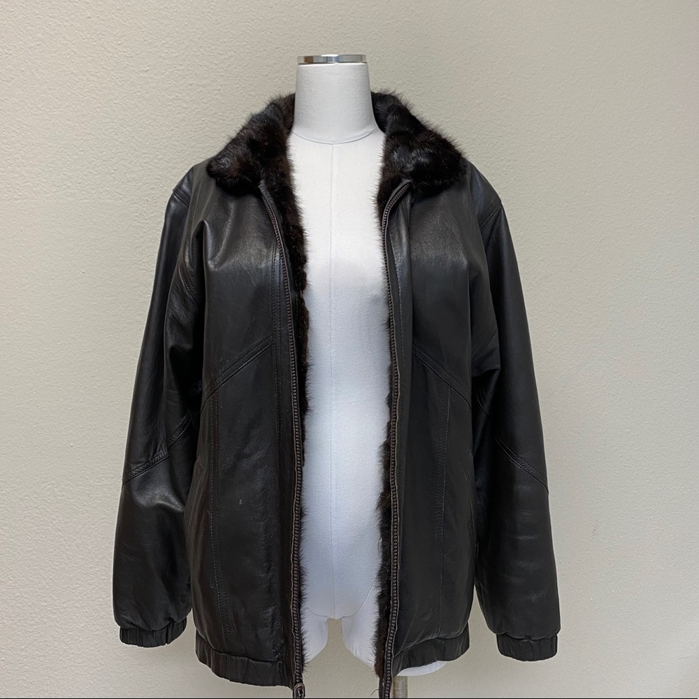 Rambulton Reversible Leather & Fur Zip Up Jacket